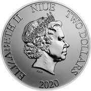 Niue Two Dollars Elizabeth II Mickey & Minnie 2020  BU ELIZABETH II NIUE TWO DOLLARS IRB 2020 coin obverse