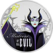 Niue Two Dollars (Maleficent) MISTRESS OF ALL EVIL 1OZ 999 FINE SILVER © DISNEY coin reverse Niue Two Dollars (Maleficent) MISTRESS OF ALL EVIL 1OZ 999 FINE SILVER © DISNEY coin reverse
