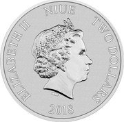 Niue Two Dollars Scrooge McDuck with a Bag of Money 2018  BU ELIZABETH II NIUE TWO DOLLARS IRB 2018 coin obverse Niue Two Dollars Scrooge McDuck with a Bag of Money 2018  BU ELIZABETH II NIUE TWO DOLLARS IRB 2018 coin obverse