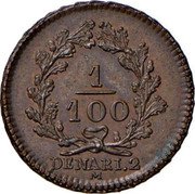 Italy 1/100 Lira 2 Denari Napoleon Coinage Pattern 1804  KM# Pn13 1/100 DENARI. 2 M coin reverse