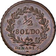 Italy 1/2 Soldo Napoleon Coinage Pattern 1804  KM# Pn15 1/2 SOLDO DENARI 5. M coin reverse Italy 1/2 Soldo Napoleon Coinage Pattern 1804  KM# Pn15 1/2 SOLDO DENARI 5. M coin reverse