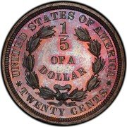 USA 1/5 of a Dollar Liberty at Seashore Pattern 1875  UNITED STATES OF AMERICA 1/5 OF A DOLLAR TWENTY CENTS coin reverse USA 1/5 of a Dollar Liberty at Seashore Pattern 1875  UNITED STATES OF AMERICA 1/5 OF A DOLLAR TWENTY CENTS coin reverse