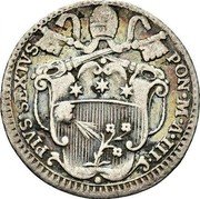 Italy Carlino Pius Sixth 1777 PIVS SEXTVS PON M A III coin obverse Italy Carlino Pius Sixth 1777 PIVS SEXTVS PON M A III coin obverse