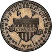 USA 1 Cent Token Pattern with Shield. Magnetic 1896  E PLURIBUS UNUM LIBERTY 1896 coin obverse USA 1 Cent Token Pattern with Shield. Magnetic 1896  E PLURIBUS UNUM LIBERTY 1896 coin obverse
