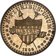 USA 1 Cent Token Pattern with Shield. Non-magnetic 1896  E PLURIBUS UNUM LIBERTY 1896 coin obverse USA 1 Cent Token Pattern with Shield. Non-magnetic 1896  E PLURIBUS UNUM LIBERTY 1896 coin obverse