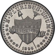 USA 1 Cent Token Pattern with Shield 1896  E PLURIBUS UNUM LIBERTY 1896 coin obverse USA 1 Cent Token Pattern with Shield 1896  E PLURIBUS UNUM LIBERTY 1896 coin obverse