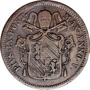 Italy 1 Centesimo Trial strike ND (1859)  PIVS IX PONT MAX ANNO V coin obverse