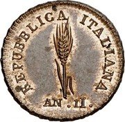 Italy Denaro Republic Coinage Pattern A.II (1803)M KM# Pn1 REPUBBLICA ITALIANA AN II coin obverse Italy Denaro Republic Coinage Pattern A.II (1803)M KM# Pn1 REPUBBLICA ITALIANA AN II coin obverse