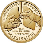 USA 1 Dollar (American Innovation. Mississippi) UNITED STATES OF AMERICA FIRST HUMAN LUNG TRANSPLANT MISSISSIPPI coin reverse USA 1 Dollar (American Innovation. Mississippi) UNITED STATES OF AMERICA FIRST HUMAN LUNG TRANSPLANT MISSISSIPPI coin reverse