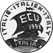 Italy ECU Early Sailing Ship 1993 Proof X# 31 ITALIA ITALIE ITALIEN ITALY ECU 1993 coin obverse