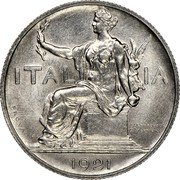 Italy 1 Lira Prova 1921R KM# Pr27 ITAL IA 1921 coin obverse Italy 1 Lira Prova 1921R KM# Pr27 ITAL IA 1921 coin obverse