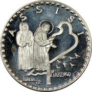 Italy 1 Marengo Assisi Token (1972)CHI Proof X# Tn11 ASSISI 1 MARENGO ITALIA 72 coin obverse Italy 1 Marengo Assisi Token (1972)CHI Proof X# Tn11 ASSISI 1 MARENGO ITALIA 72 coin obverse