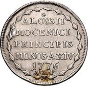 Italy 1 Osella A. Mocenigo IV 1776 AMP XIV X# 350 ALOYSII MOCENICI PRINCIPIS MUNUS A XIV 1776 A M P coin reverse Italy 1 Osella A. Mocenigo IV 1776 AMP XIV X# 350 ALOYSII MOCENICI PRINCIPIS MUNUS A XIV 1776 A M P coin reverse