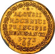 Italy 1 Osella (Alvise Mocenigo IV) X# A346 ALOYSII MOCENICI PRINCIPIS MUNUS AN XI 1773 G P coin reverse Italy 1 Osella (Alvise Mocenigo IV) X# A346 ALOYSII MOCENICI PRINCIPIS MUNUS AN XI 1773 G P coin reverse