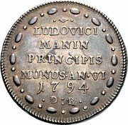 Italy 1 Osella (Lodovico Manin Double Weight) X# 387 LUDOVICI MANIN PRINCIPIS MUNUS AN VI 1794 D E coin reverse
