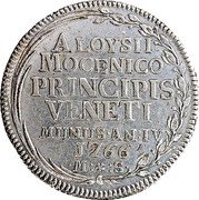 Italy 1 Osella Mocenigo 1766 MS IV X# 332 ALOYSII MOCENICO PRINCIPIS VENETI MUNUS AN IV 1766 M S coin reverse Italy 1 Osella Mocenigo 1766 MS IV X# 332 ALOYSII MOCENICO PRINCIPIS VENETI MUNUS AN IV 1766 M S coin reverse