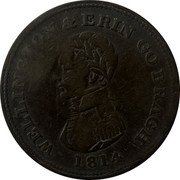 Ireland 1 Penny (Wellington. Edward Stephens) WELLINGTON & ERIN GO BRAGH 1814 coin obverse Ireland 1 Penny (Wellington. Edward Stephens) WELLINGTON & ERIN GO BRAGH 1814 coin obverse