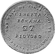 Italy 1 Scudo (Roman Republic Medallic Coinage with Eagle) X# 3 LIBERTA ROMANA 27 PIOVOSO GIORNO CHE VALE DI TANTI ANNI IL PIANTO coin reverse