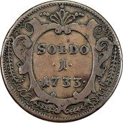 Italy 1 Soldo (Carlo VI) KM# 2a SOLDO 1 1733 coin reverse Italy 1 Soldo (Carlo VI) KM# 2a SOLDO 1 1733 coin reverse