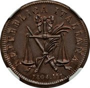 Italy Soldo Napoleon Coinage Pattern 1804 M Proof KM# Pn17 REPUBBLICCA ITALIANA 1804.III. coin obverse Italy Soldo Napoleon Coinage Pattern 1804 M Proof KM# Pn17 REPUBBLICCA ITALIANA 1804.III. coin obverse