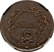 Italy Soldo Napoleon Coinage Pattern 1804 M Proof KM# Pn17 SOLDO DENARI 10. M coin reverse Italy Soldo Napoleon Coinage Pattern 1804 M Proof KM# Pn17 SOLDO DENARI 10. M coin reverse