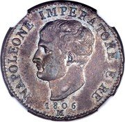 Italy Soldo Napoleon I Pattern Strike 1806 M KM# Pn4 NAPOLEONE IMPERATONE E RE 1806 M coin obverse Italy Soldo Napoleon I Pattern Strike 1806 M KM# Pn4 NAPOLEONE IMPERATONE E RE 1806 M coin obverse