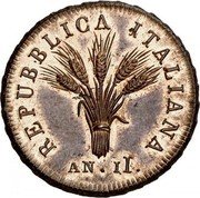 Italy 1 Soldo Republic Coinage Pattern A.II (1803)M KM# Pn3 REPUBBLICA ITALIANA AN II coin obverse