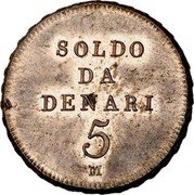 Italy 1 Soldo Republic Coinage Pattern A.II (1803)M KM# Pn3 SOLDO DA DENARI 5 M coin reverse