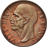 Italy 10 Centesimi Vittorio Emanuele III 1st Type. Trial Strike 1936 R XIV KM# Pn58 VITT EM III RE E IMP coin obverse