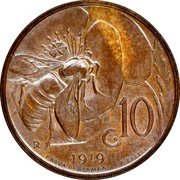 Italy 10 Centesimi (Vittorio Emanuele III. Prova di Stampa) KM# Pr26 C10 R 1919 PROVA DI STAMPA R EROZZI coin reverse Italy 10 Centesimi (Vittorio Emanuele III. Prova di Stampa) KM# Pr26 C10 R 1919 PROVA DI STAMPA R EROZZI coin reverse