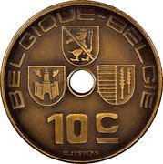 Belgium 10 Centimes (Leopold III Pattern) KM# Pn384 BELGIQUE BELGIE 10C O.JESPERS coin obverse Belgium 10 Centimes (Leopold III Pattern) KM# Pn384 BELGIQUE BELGIE 10C O.JESPERS coin obverse