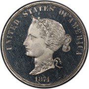 USA 10 Dollars Token with Rope Pattern 1874  UNITED STATES OF AMERICA 1874 coin obverse USA 10 Dollars Token with Rope Pattern 1874  UNITED STATES OF AMERICA 1874 coin obverse