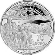 Italy 10 Euro Marco Polo 2018 R Proof KM# 421 MARCO POLO 10 EURO 2018 R coin reverse
