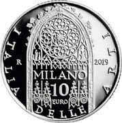Italy 10 Euro (Milan Cathedral) ITALIA DELLE ARTI R 2019 MILANO 10 EURO coin reverse