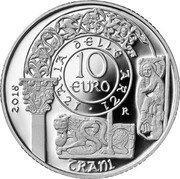 Italy 10 Euro Trani Cathedral 2018 R Proof KM# 422 ITALIA DELLE ARTI 2018 10 EURO TRANI R coin reverse