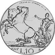 Italy 10 Lire (Vittorio Emanuele III. Prova di Stampa) KM# PrB45 PROVA DI STAMPA M I D 1927 L 10 R coin reverse Italy 10 Lire (Vittorio Emanuele III. Prova di Stampa) KM# PrB45 PROVA DI STAMPA M I D 1927 L 10 R coin reverse
