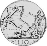 Italy 10 Lire Vittorio Emanuele III. Prova 1927R V KM# PrA45 PROVA 1927 L 10 R coin reverse Italy 10 Lire Vittorio Emanuele III. Prova 1927R V KM# PrA45 PROVA 1927 L 10 R coin reverse