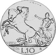 Italy 10 Lire (Vittorio Emanuele III. Prova) KM# Pr39 PROVA 1926 L 10 R coin reverse Italy 10 Lire (Vittorio Emanuele III. Prova) KM# Pr39 PROVA 1926 L 10 R coin reverse