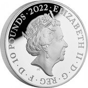 UK 10 Pounds The Rolling Stones 2022 Proof ELIZABETH II D G REG F D 10 POUNDS 2022 JC coin obverse UK 10 Pounds The Rolling Stones 2022 Proof ELIZABETH II D G REG F D 10 POUNDS 2022 JC coin obverse