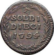 Italy 10 Soldi (Genoa Coinage) SOLDI DIECI 1794 coin reverse Italy 10 Soldi (Genoa Coinage) SOLDI DIECI 1794 coin reverse