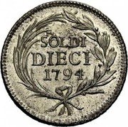 Italy 10 Soldi (Genoa Reform Coinage) SOLDI DIECI 1794 coin reverse Italy 10 Soldi (Genoa Reform Coinage) SOLDI DIECI 1794 coin reverse