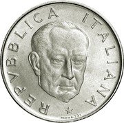 Italy 100 Lire (Guglielmo Marconi. Trial Strike. Prova) KM# Pr89 REPVBBLICA ITALIANA MONASSI coin obverse Italy 100 Lire (Guglielmo Marconi. Trial Strike. Prova) KM# Pr89 REPVBBLICA ITALIANA MONASSI coin obverse