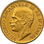 Italy 100 Lire (Vittorio Emanuele III) KM# Pr33 VITTORIO EMANVELE III RE D'ITALIA A MOTTI coin obverse Italy 100 Lire (Vittorio Emanuele III) KM# Pr33 VITTORIO EMANVELE III RE D'ITALIA A MOTTI coin obverse