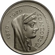 Italy 1000 Lire (Capital Rome. Trial Strike. Prova) KM# Pr86 1870-1970 CONCORDIA coin obverse