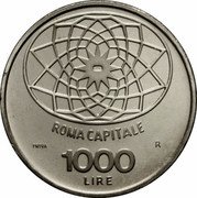 Italy 1000 Lire (Capital Rome. Trial Strike. Prova) KM# Pr86 ROMA CAPITALE 1000 LIRE PROVA R coin reverse