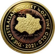 Australia 15 Dollars Little Hero. 35th Anniversary of the Nugget 2021 P Proof THE AUSTRALIAN NUGGET 35 LITTLE HERO 1890 P 1/10 OZ FINE GOLD 2021 coin reverse Australia 15 Dollars Little Hero. 35th Anniversary of the Nugget 2021 P Proof THE AUSTRALIAN NUGGET 35 LITTLE HERO 1890 P 1/10 OZ FINE GOLD 2021 coin reverse