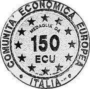 Italy 150 ECU Europa Riding 1993 Proof X# 27 COMUNITA ECONOMICA EUROPEA ITALIA MEDAGLIA DA 150 ECU coin obverse