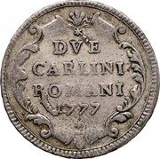 Italy 2 Carlini Pius VI 1777 DVE CARLINI ROMANI 1777 coin reverse Italy 2 Carlini Pius VI 1777 DVE CARLINI ROMANI 1777 coin reverse