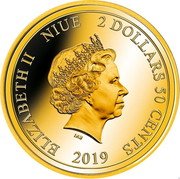 Niue 2 Dollars 50 Cents (Ocean's Ten. Giant Oceanic Manta Ray) ELIZABETH II NIUE 2 DOLLARS 50 CENTS 2019 IRB coin obverse Niue 2 Dollars 50 Cents (Ocean's Ten. Giant Oceanic Manta Ray) ELIZABETH II NIUE 2 DOLLARS 50 CENTS 2019 IRB coin obverse