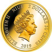 Niue 2 Dollars 50 Cents (Ocean's Ten. Seahorse) ELIZABETH II NIUE 2 DOLLARS 50 CENTS IRB 2019 coin obverse Niue 2 Dollars 50 Cents (Ocean's Ten. Seahorse) ELIZABETH II NIUE 2 DOLLARS 50 CENTS IRB 2019 coin obverse